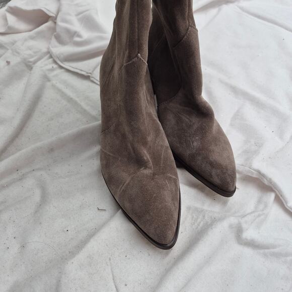 NEW Vince Camuto Sewinny over-the-knee suede Leahter boots taupe WC size 6.5M - Picture 4 of 6